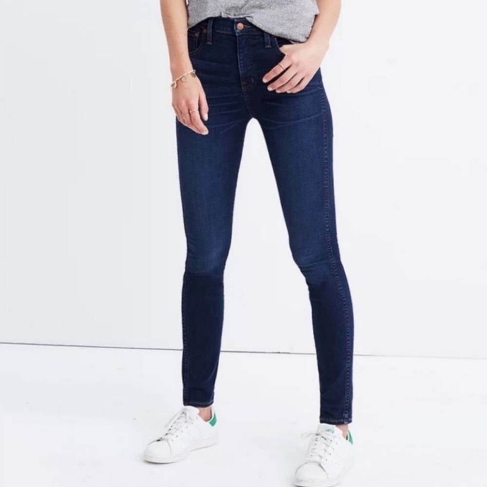 J. Crew Stretch Skinny Ankle Jeans Medium Dark Wash Cotton Factory Plain